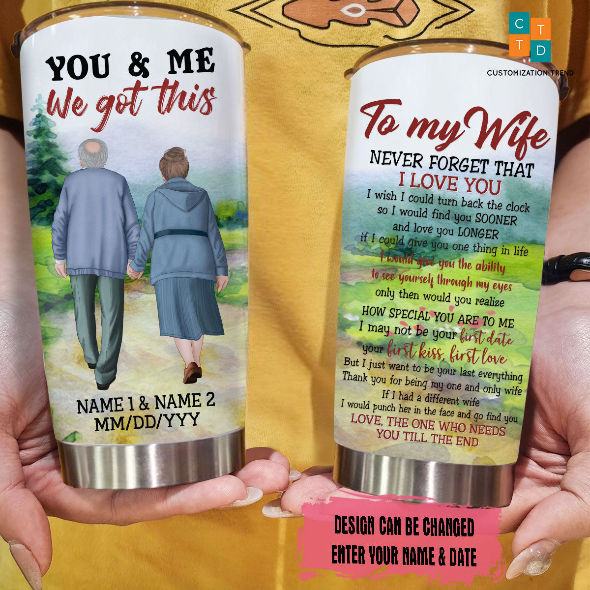 Personalized  To My Wife Never Forget That I Love You  Stainless Steel Tumbler ,  CustomCouple Stainless Steel Tumbler