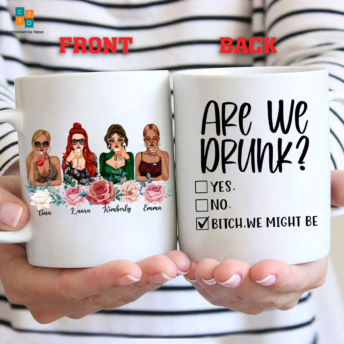 Personalized Are You Drunk Bitch We Might Be Mug , Custom Friend , Bestie , Sister Mug