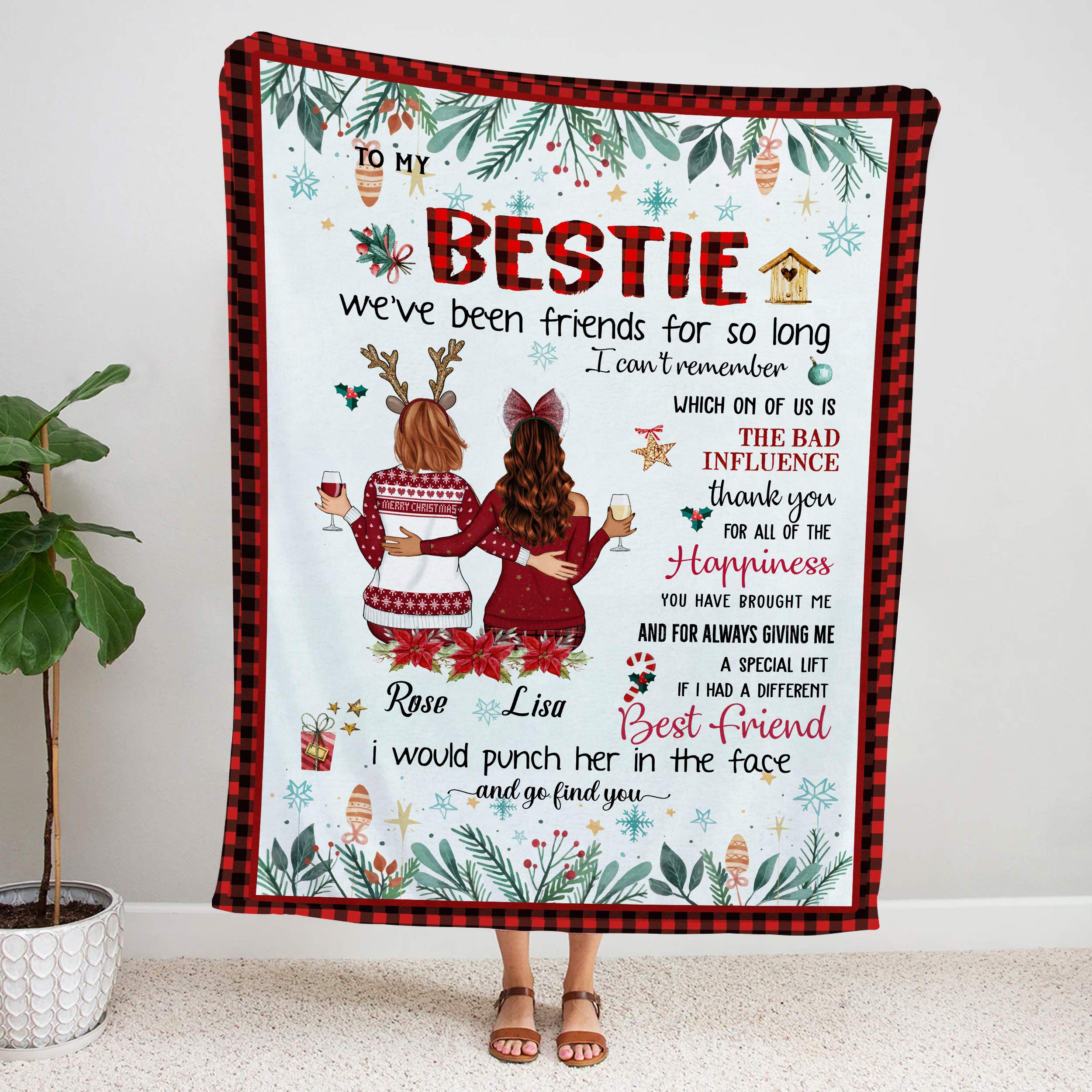 Personalized To My Bestie I Would Punch Her In The Face And Go Find You  Blanket , Custome Friend , Sisters, Friends Blanket