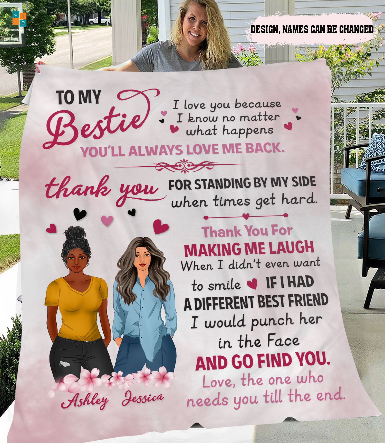 Personalized  Fashion Girl You'll Always Love Me Back  Blanket , Custome Friend , Sisters, Friends Blanket