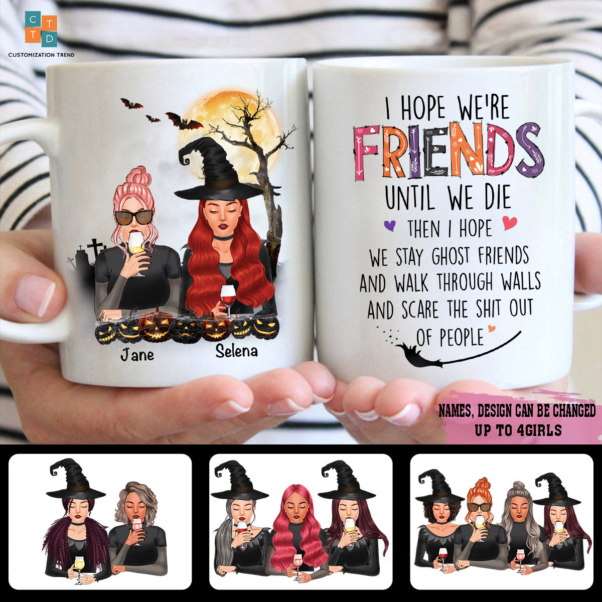 Personalized  Beautiful Witches  I Hope We’re Friends Mug , Custom Friend , Bestie , Sister Mug