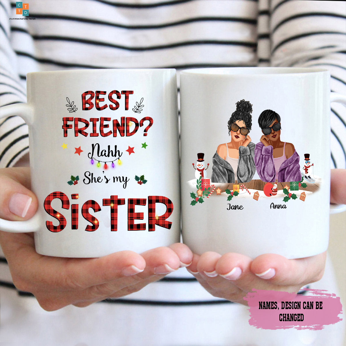 Personalized Chritmast Friend She’s My Sister Mug , Custom Friend , Bestie , Sister Mug