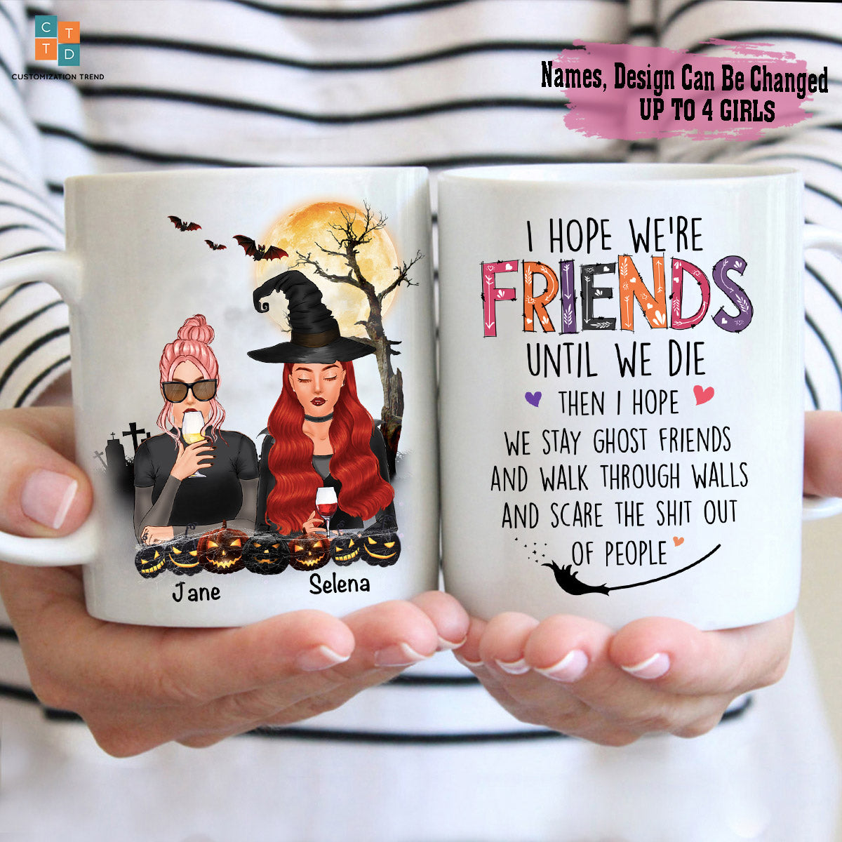 Personalized  Beautiful Witches  I Hope We’re Friends Mug , Custom Friend , Bestie , Sister Mug