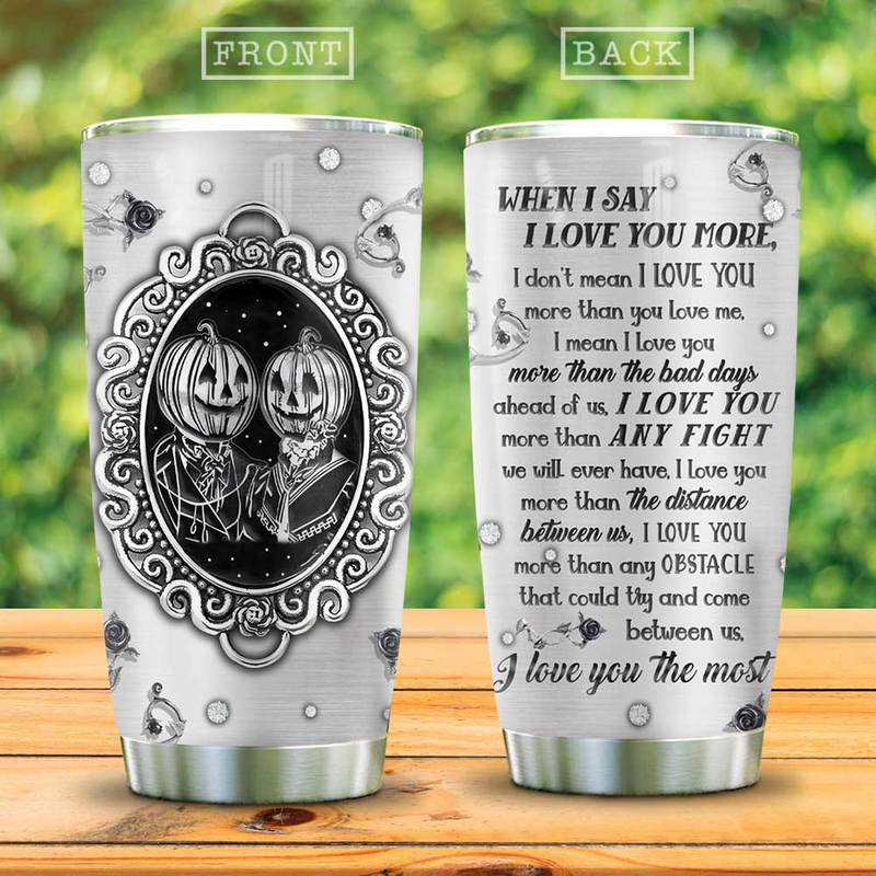 Metal Pumpkin Couple Love You The Most Couple Stainless Steel Tumbler