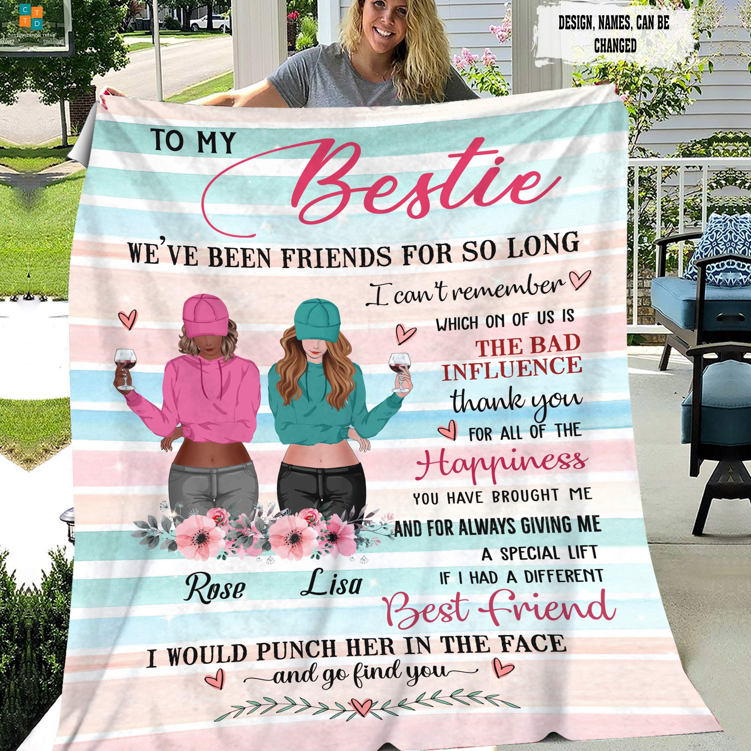 Personalized  Side By Side Or Miles Apart Sisters Will Always Be Connected By Heart  Blanket , Custome Friend Blanket