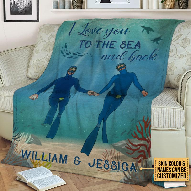 Personalized Scuba Diving Sea And Back Custom  Blanket , Custome Friend Blanket
