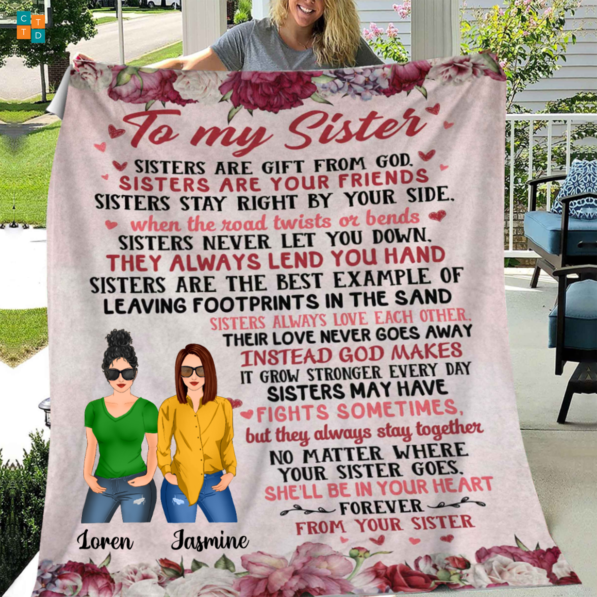 Personalized Fashion Girl  Sisters Are Gift From God  Blanket , Custome Friend , Sisters, Friends Blanket