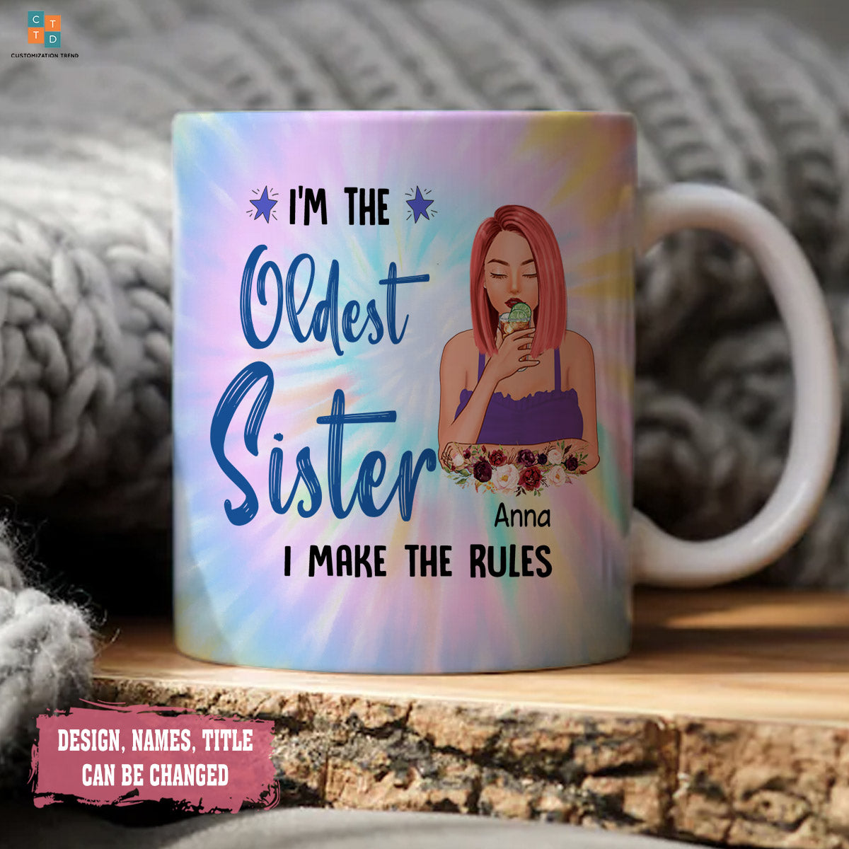 Personalized  I’m The Oldest Sister I’m The Reason We Have Rules Tattoo Girl Mug , Custom Friend , Bestie , Sister Mug