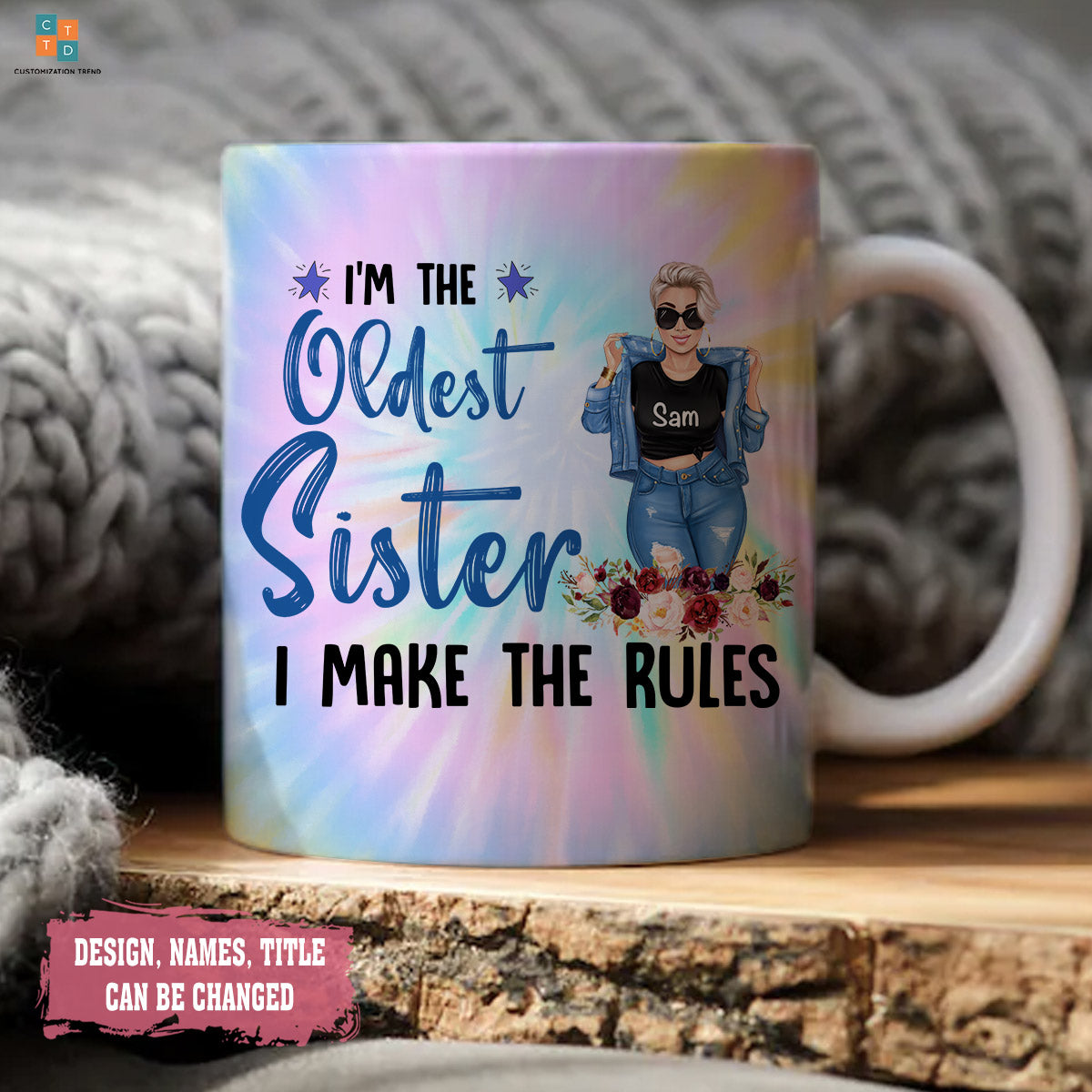 Personalized  I’m The Middle Sister I’m The Reason We Have Rules Mug , Custom Friend , Bestie , Sister Mug