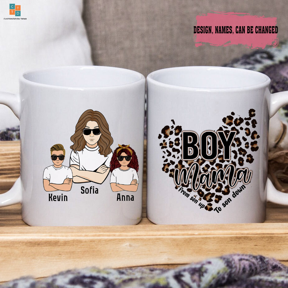 Personalized Boy Mama From Son Up To Son Down Mug, Custom Mother, Son And Daughter Mug