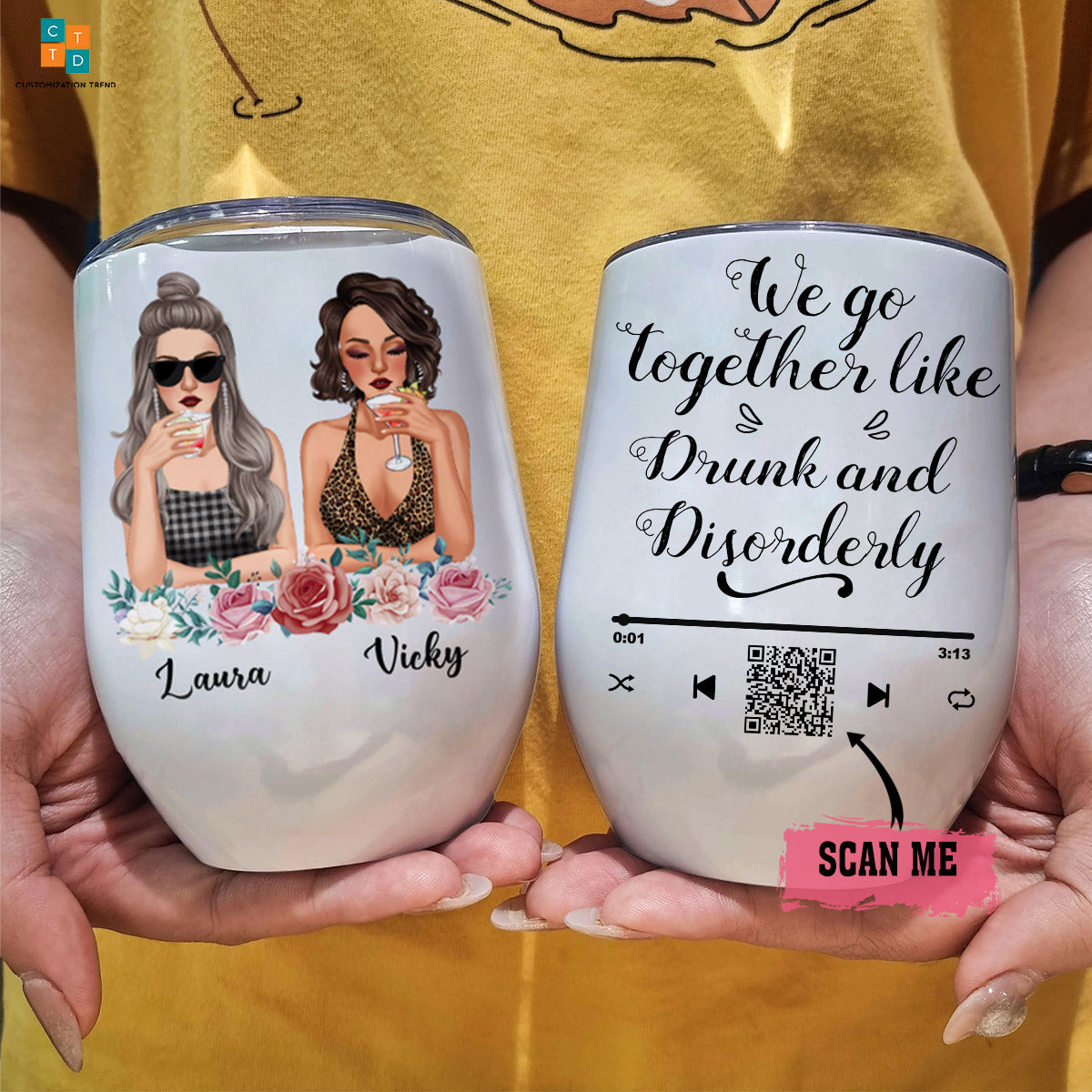 Best friend gifts for women Personalized We Go Together Like Drunk And Disorderly Count On  Wine Tumbler ,Custom Friend, Bestie , Sister Wine Tumbler