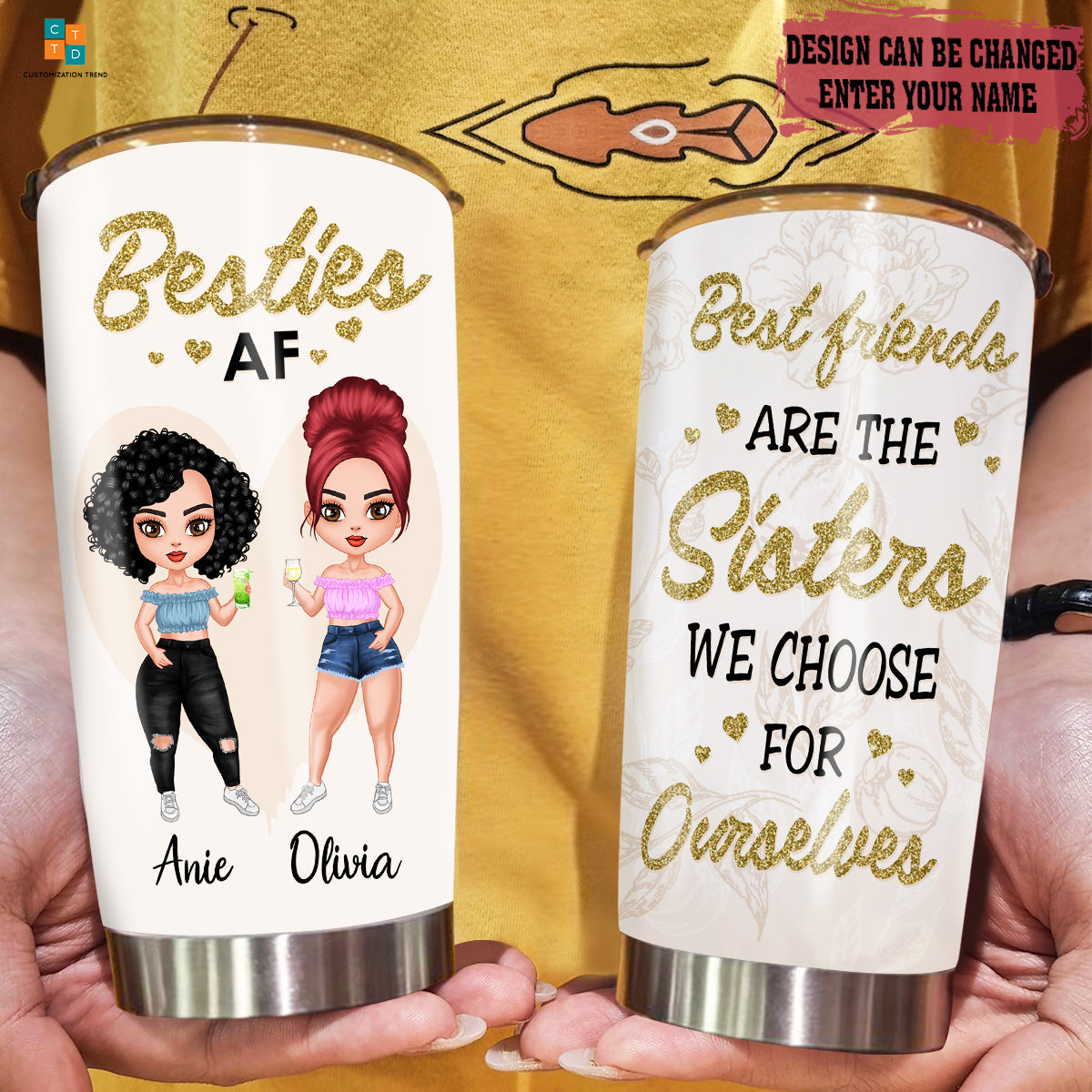 Personalized  Best Friends  Are The Sisters Stainless Steel Tumbler, Custom Couple Stainless Steel Tumbler