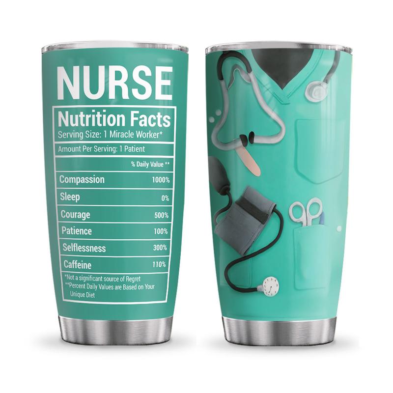 Nutrition Facts Stainless Steel Tumbler, Nurse Stainless Steel Tumbler