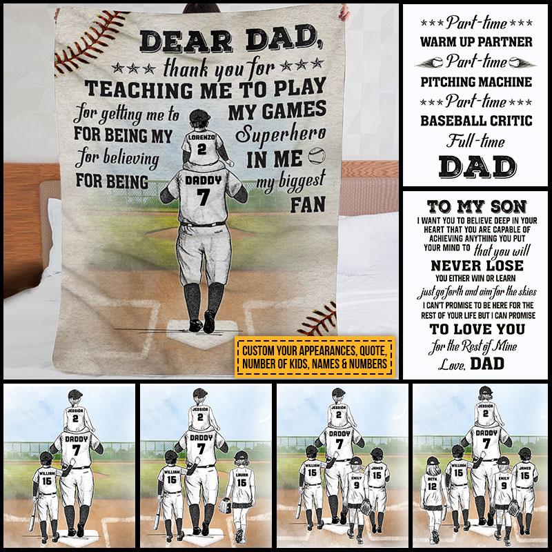 Personalized Baseball Dad Father's Day Gift Custom  Blanket , Custome Father Blanket