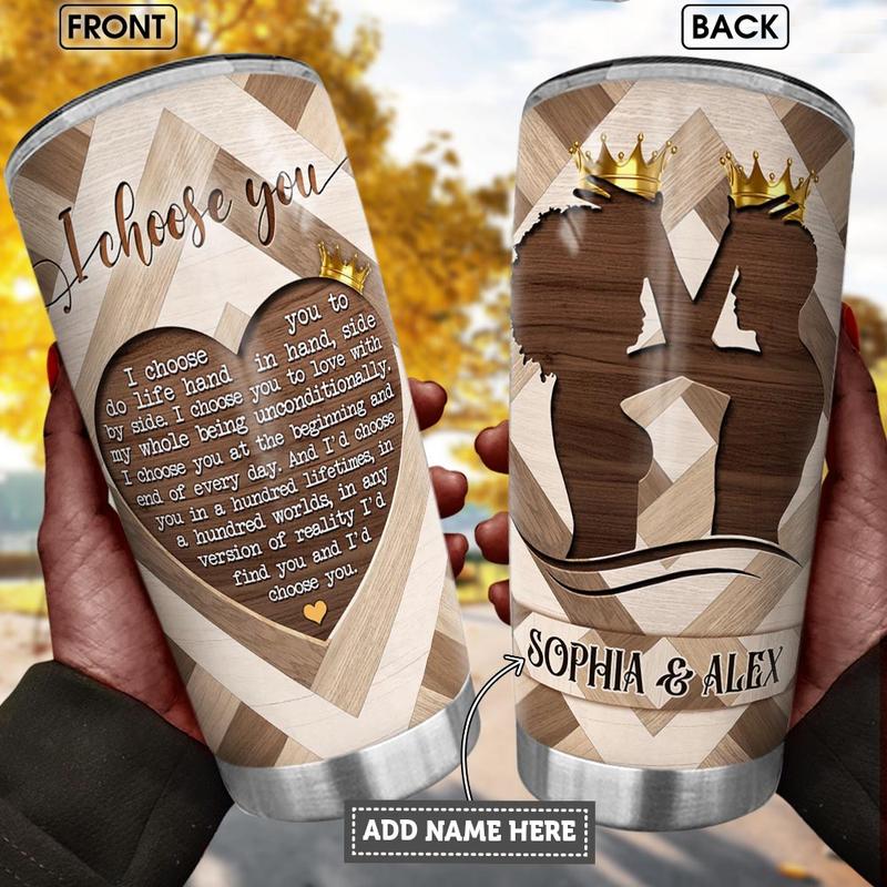 Personalized  Black Couple BWM I Choose You To Do Life Custom Couple Stainless Steel Tumbler