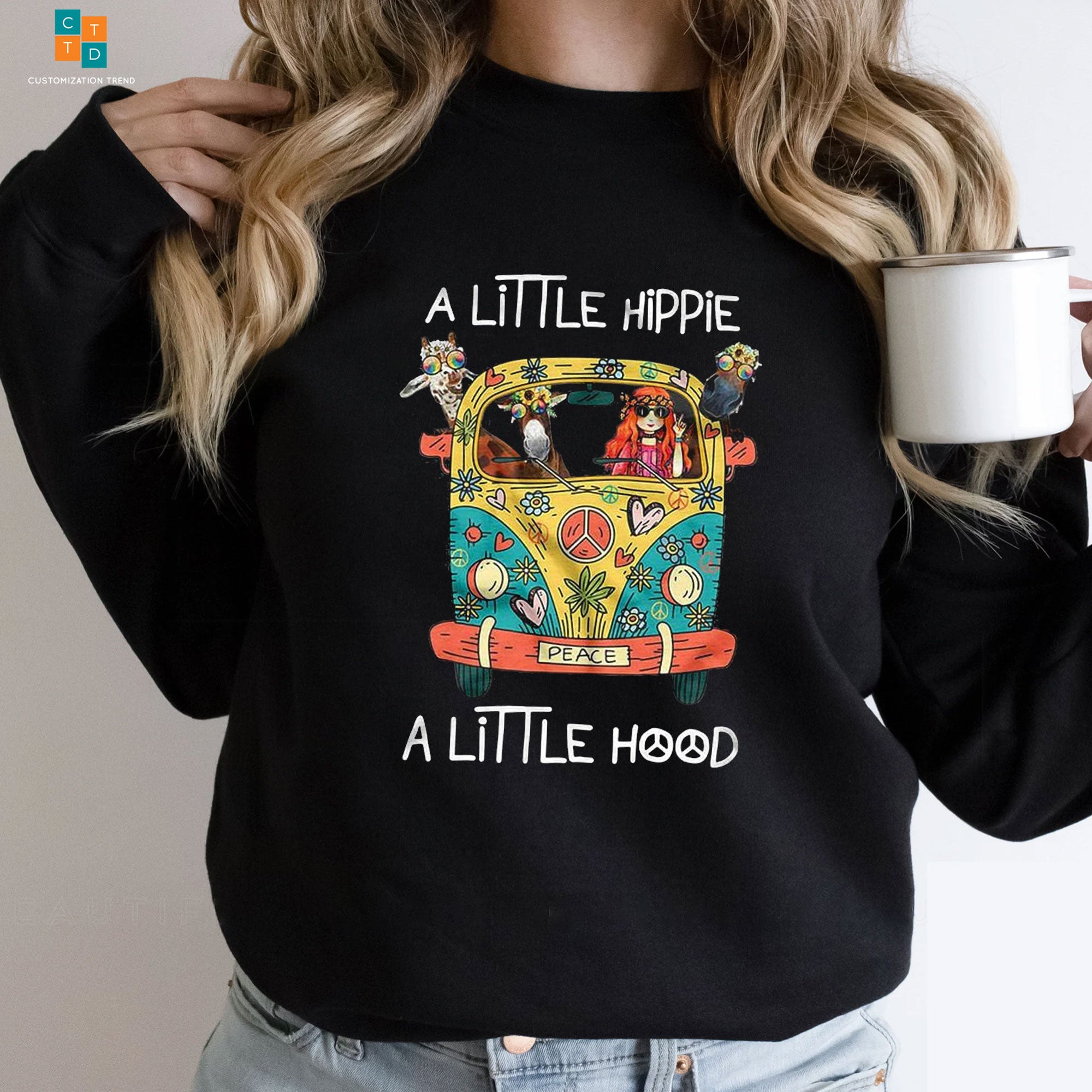 A Little Hippie A Little Hood Girl Car Hippie Hoodie, Shirt