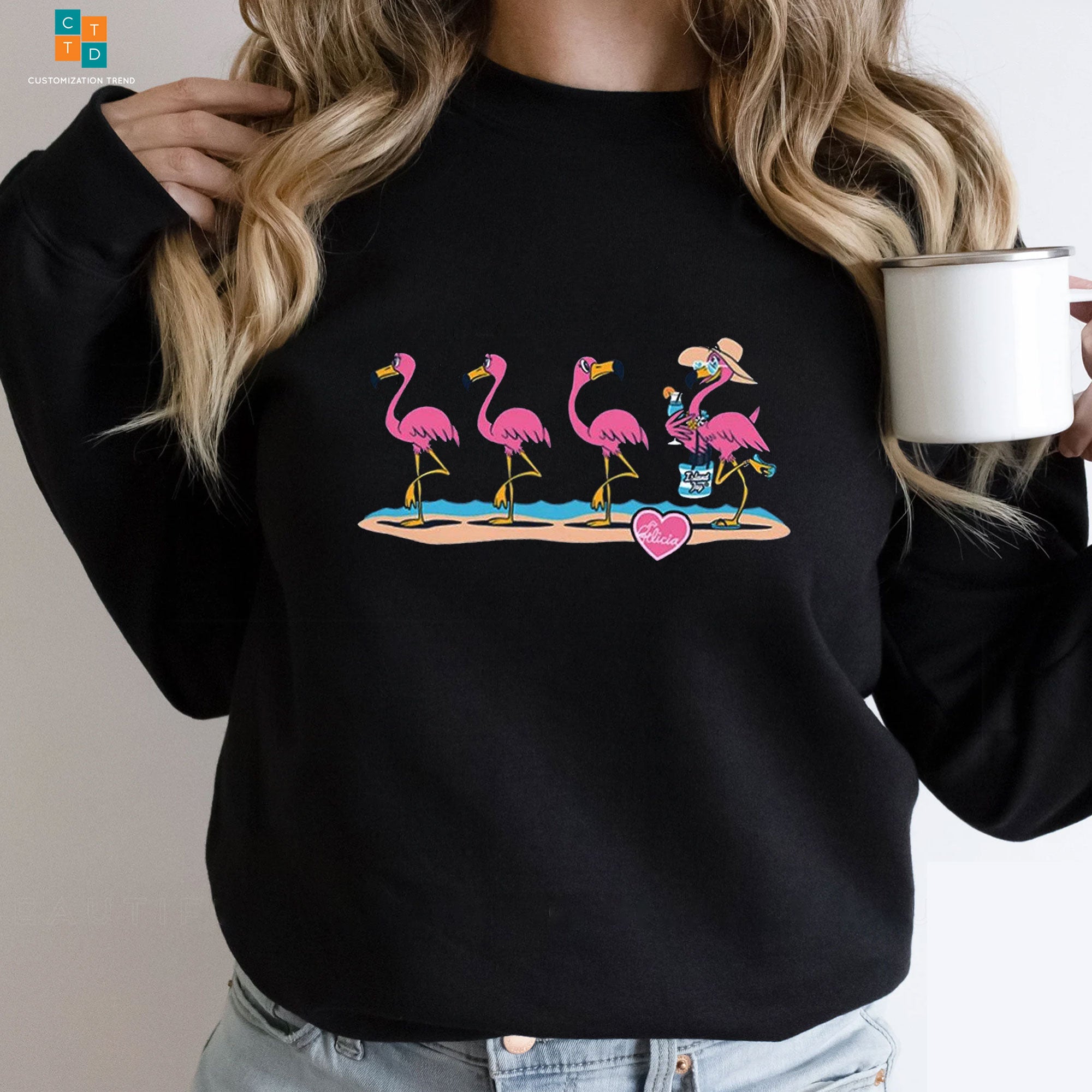 Beach Flamingo Hoodie, Shirt