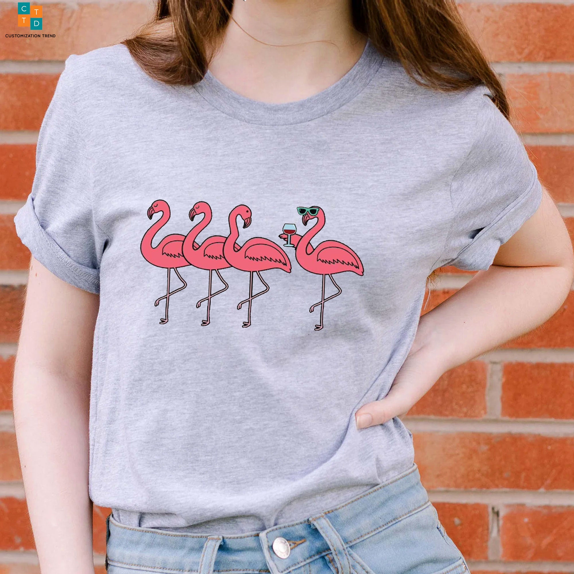 Flamingo And Wine Hoodie, Shirt
