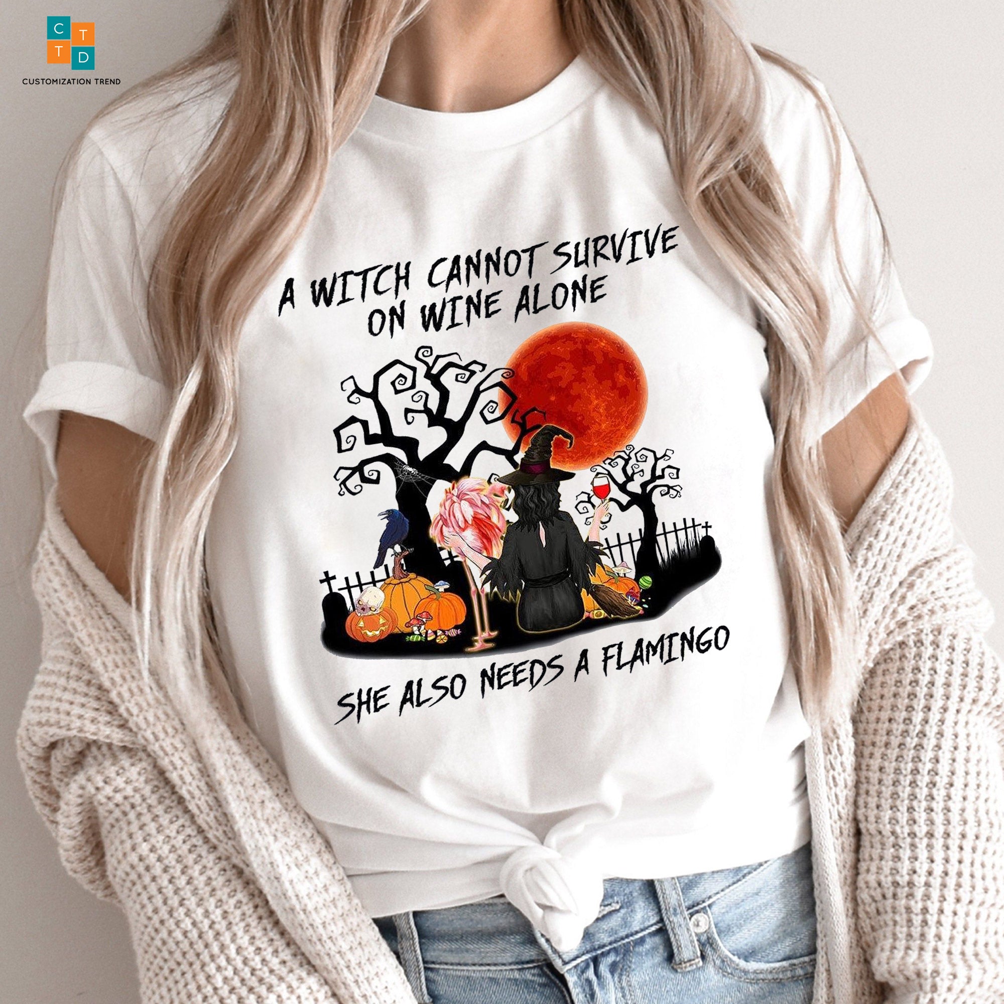 A Witch Cannot Survive On Wine Alone Halloween Hoodie, Shirt