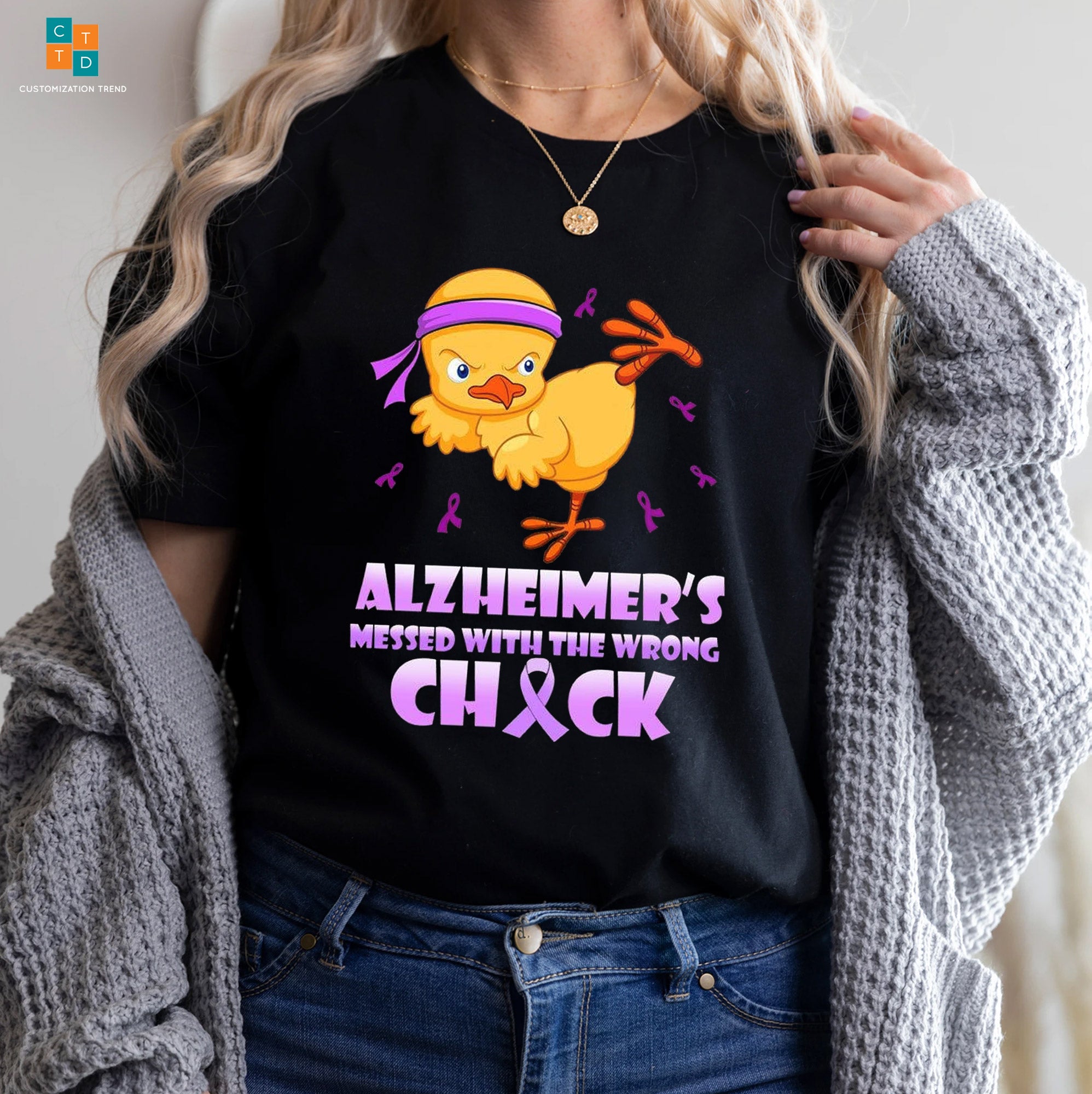 Alzheimer Messed With The Wrong Chick Alzheimer’s Awareness Hoodie, Shirt