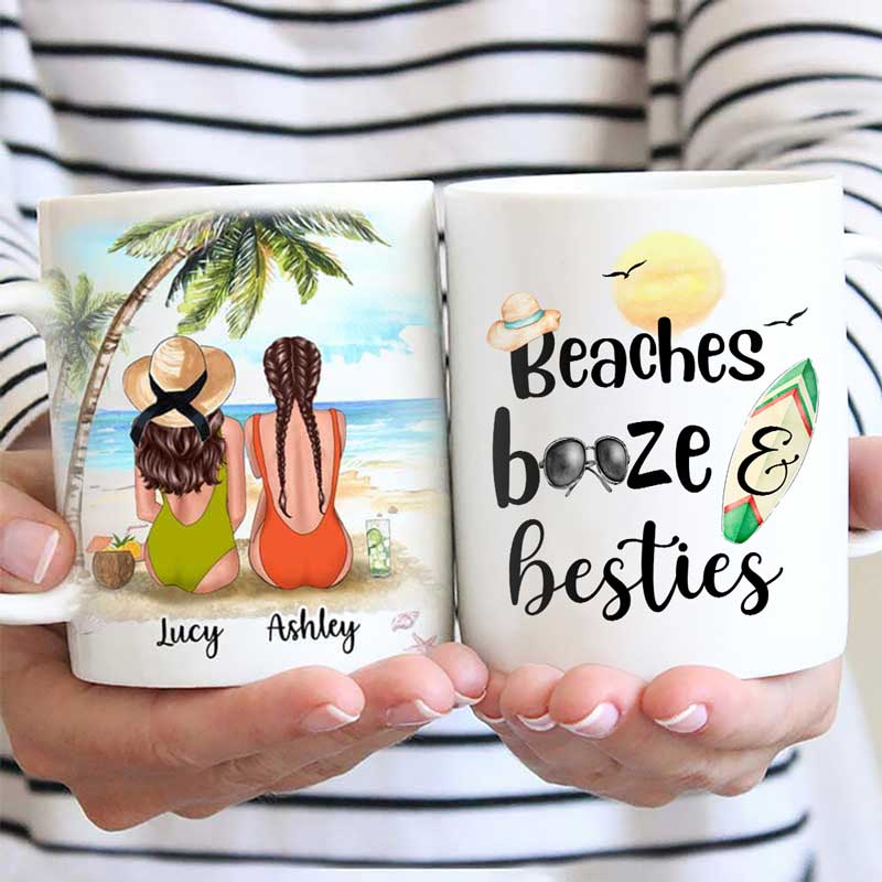Beaches Booze And Besties Personalized Mug