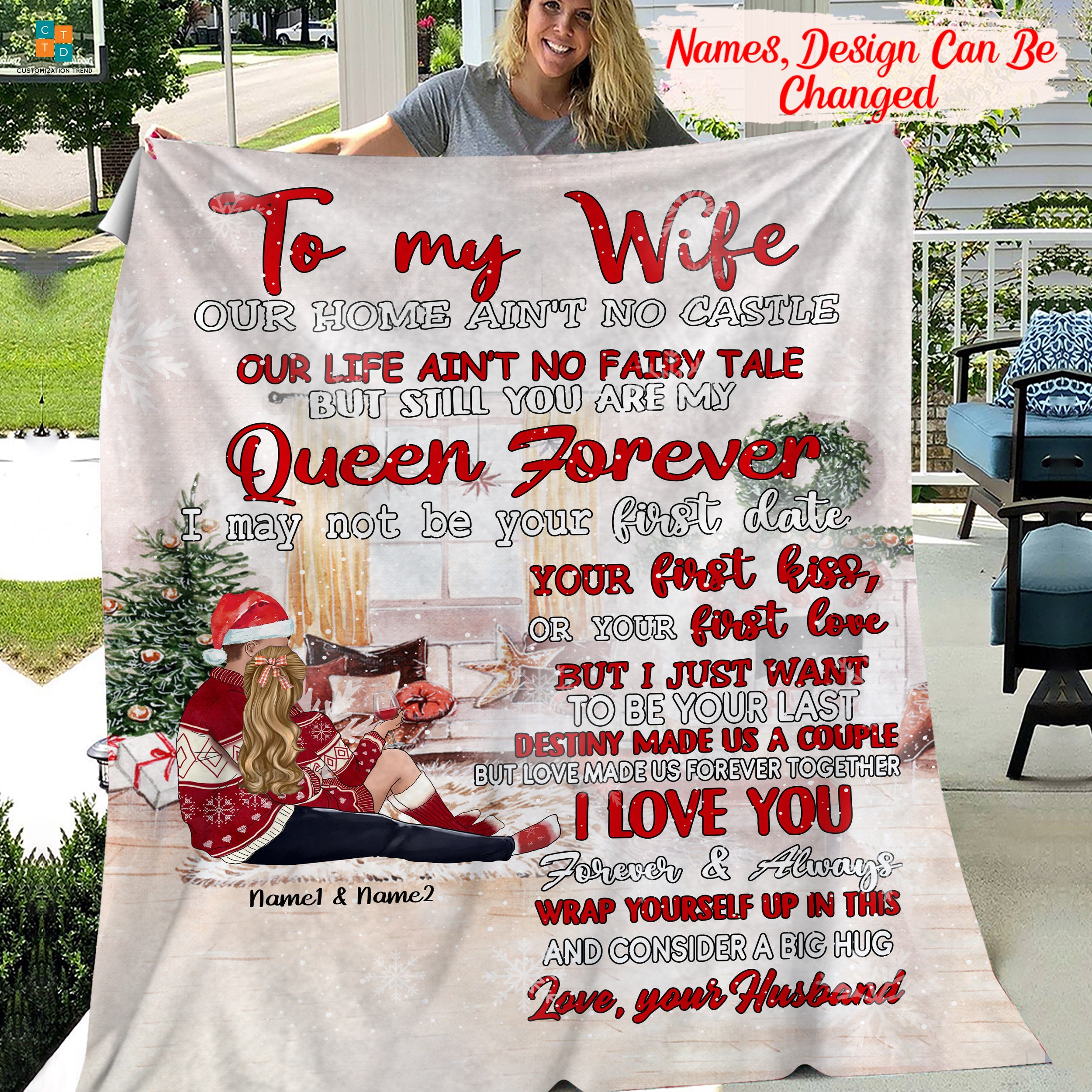 Personalized  To My Wife Our Home Ain’t No Castle Our Life Our Life Ain’t No Fairy Tale  Blanket , Custome Wife Blanket
