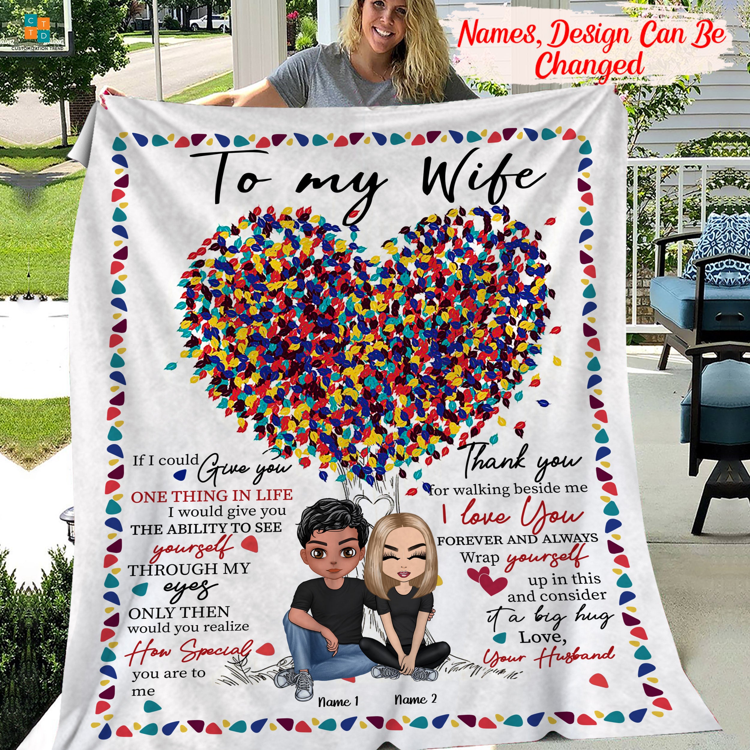 Personalized To My Wife Thank You To Walking Beside Me I Love You Blanket, Custom Husband And Wife Blanket