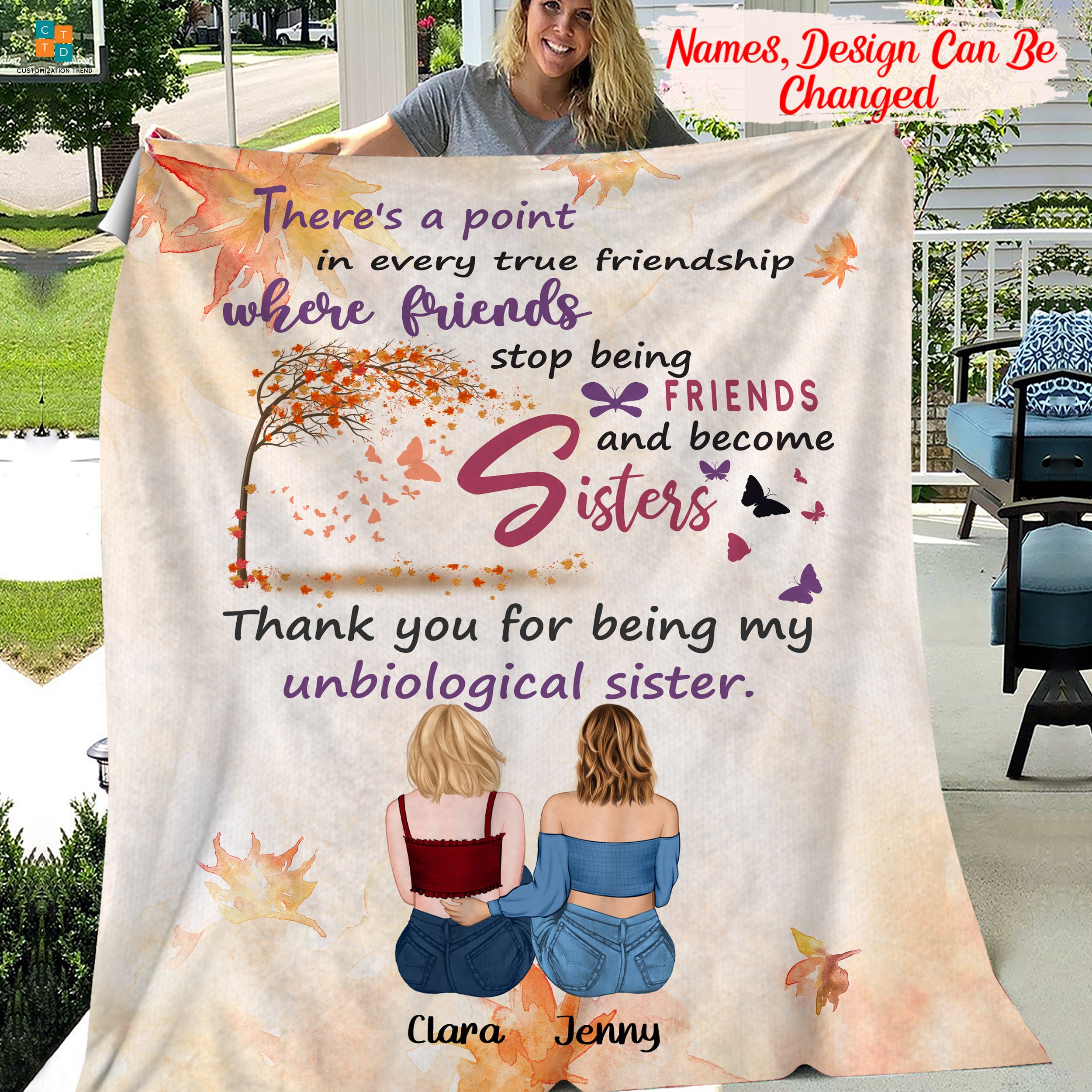 Personalized Thank You For Making Me Laught Blanket, Custom Friends, Besties, Sistes Blanket