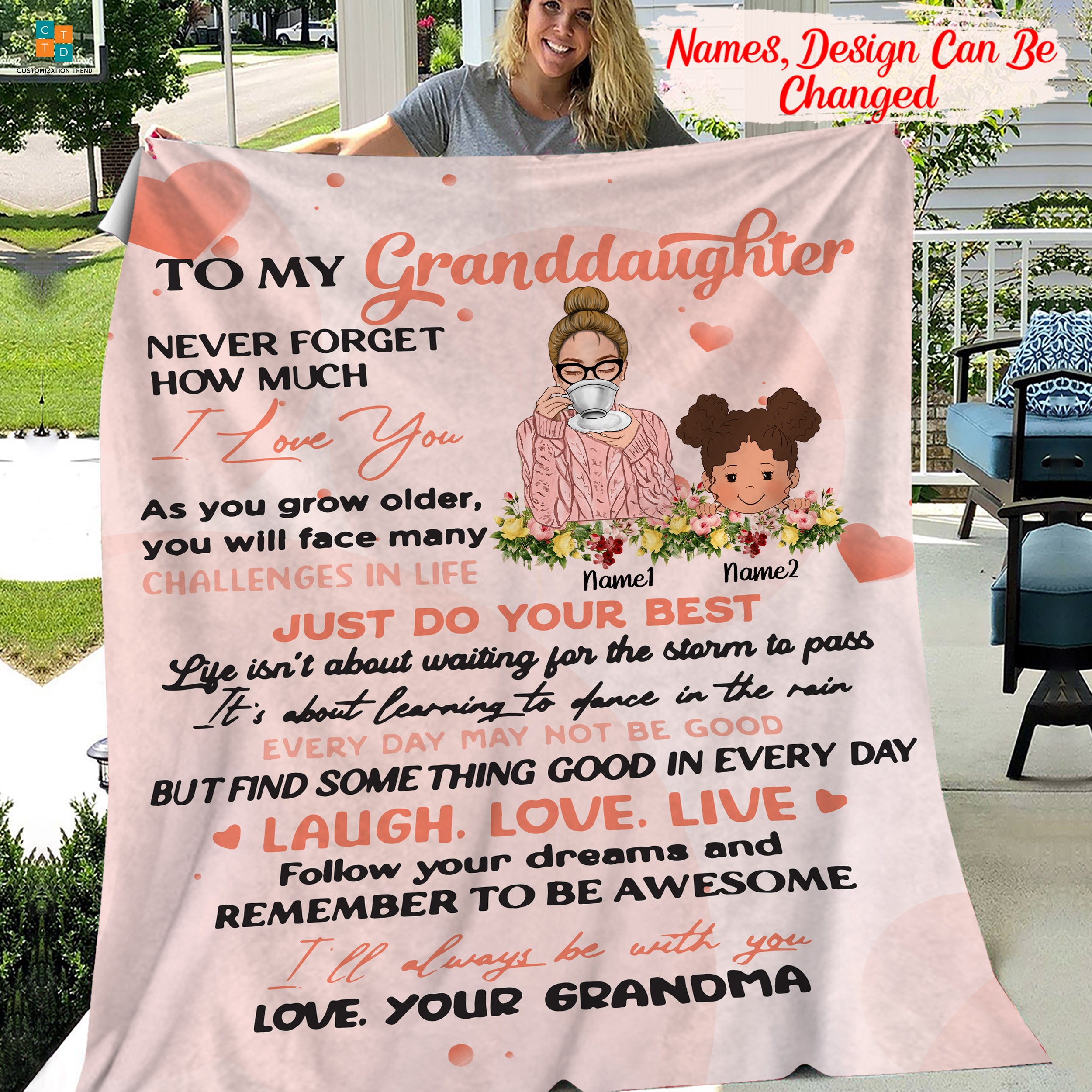 Personalized To My Granddaughter Never Forget How Much I Love You Blanket, Custom Grandma And Granddaughter Blanket