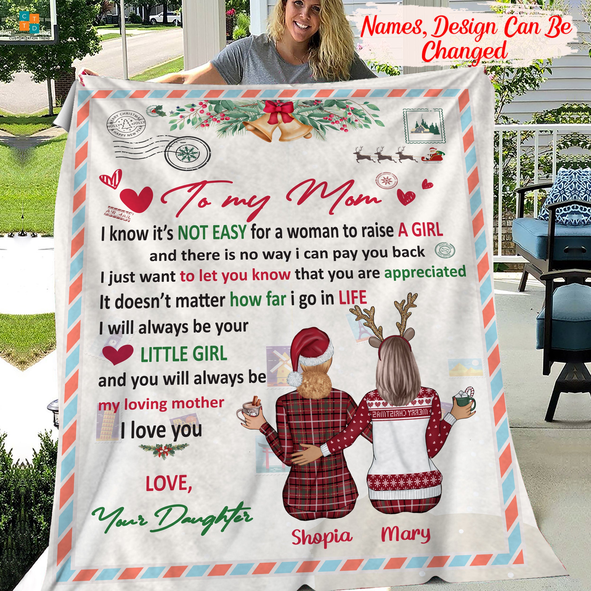 PersonalizedTo My Mom I Love You Mother And Daughter  Blanket , Custome Family Blanket