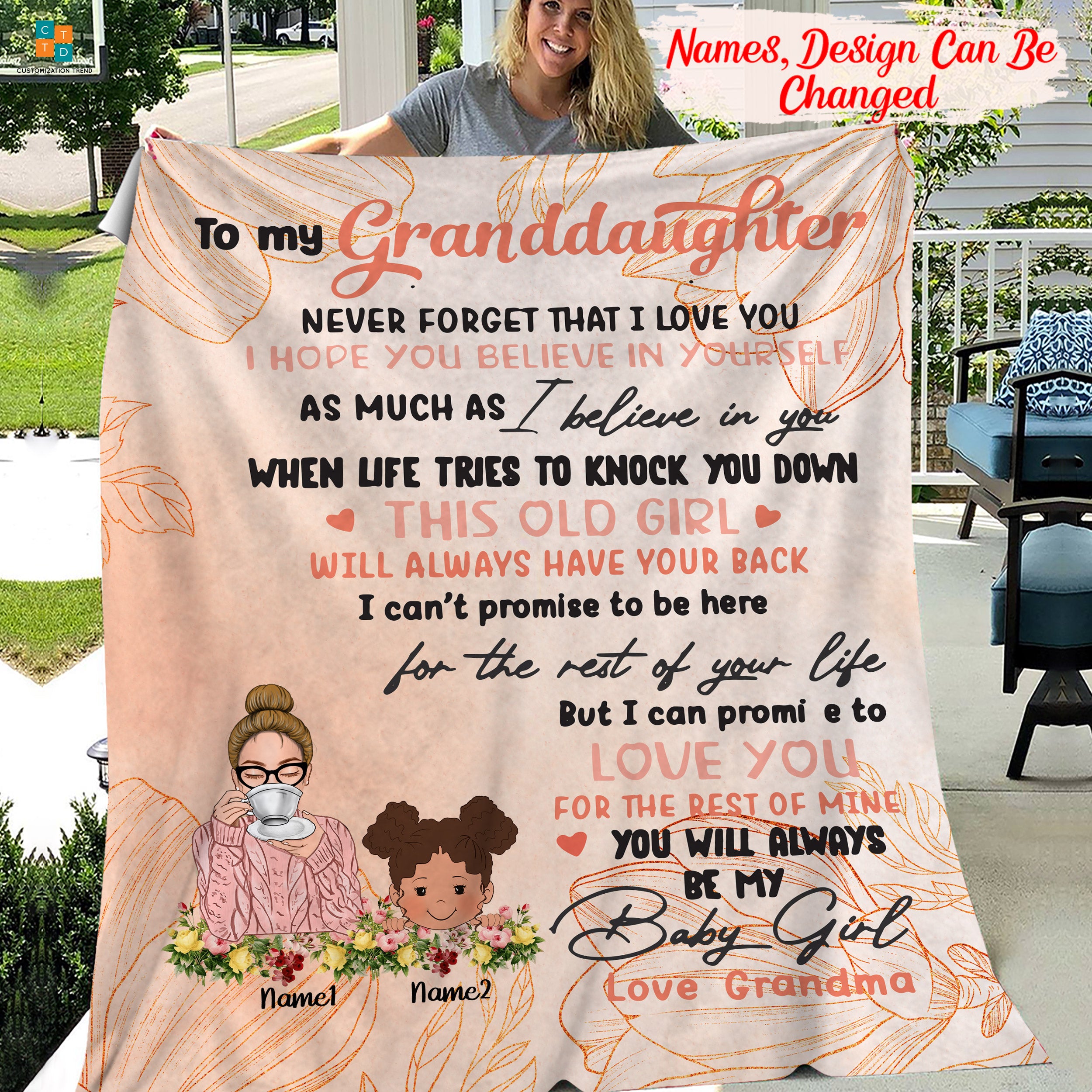 Personalized To My Granddaughter Never Forget That I Love You Blanket, Custom Grandma And Granddaughter Blanket