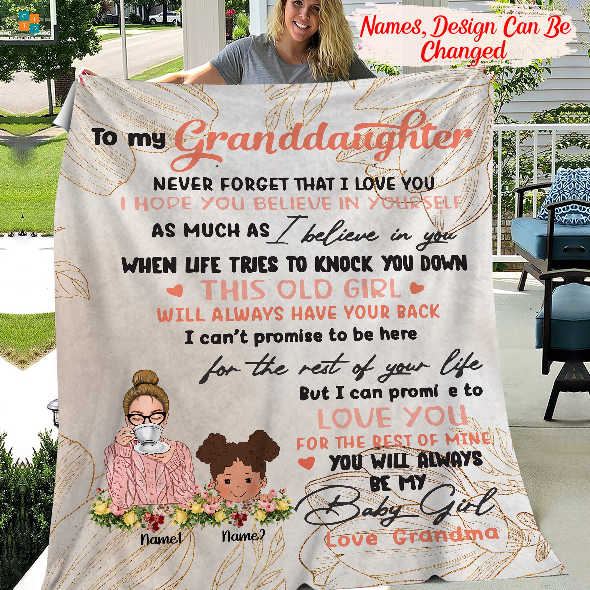 Personalized To My Granddaughter Never Forget How Much I Love You Blanket, Custom Grandma And Granddaughter Blanket