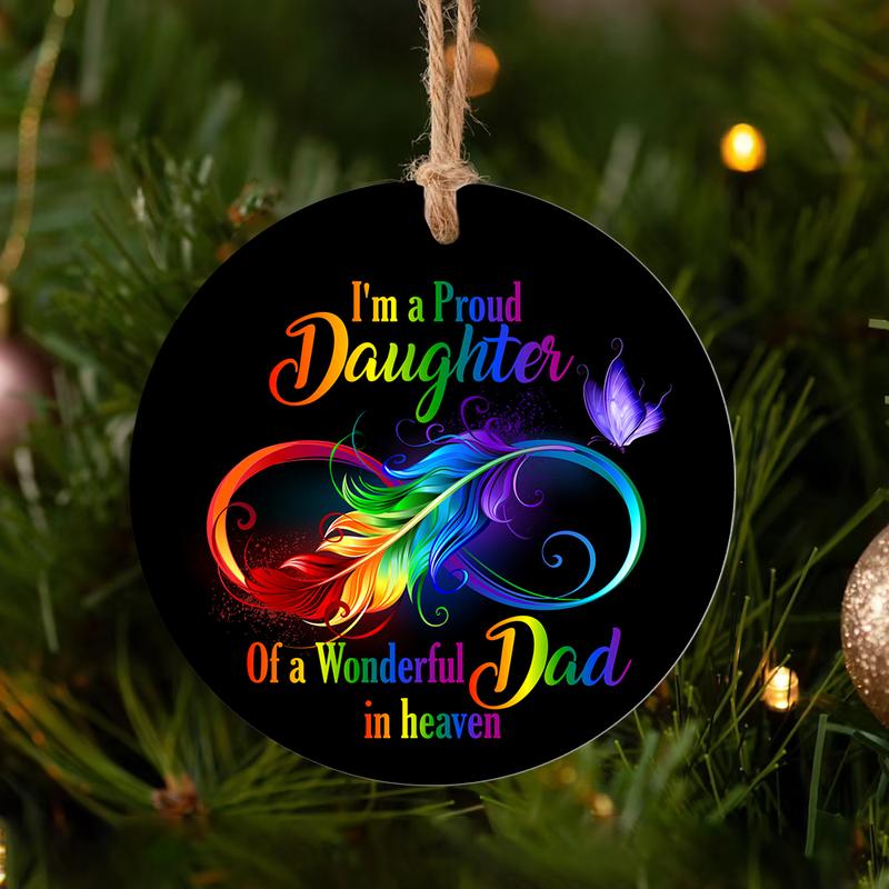 A Wonderful Dad In Heaven Circle Ornament, Dad And Daughter, Memorial Ornament