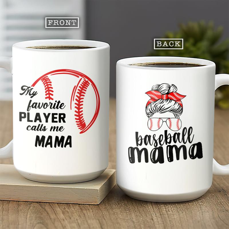 Personalized  Baseball Mom My Favorite Player Calls Me Mama  Mug , Custom Mom Mug