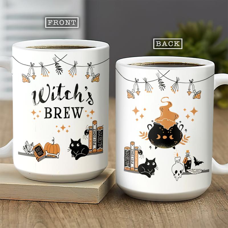 Personalized  Witchs Brew Halloween Pattern Boo Ghost Scary Pumpkin Mug , Custom Friend , Bestie , Sister Mug