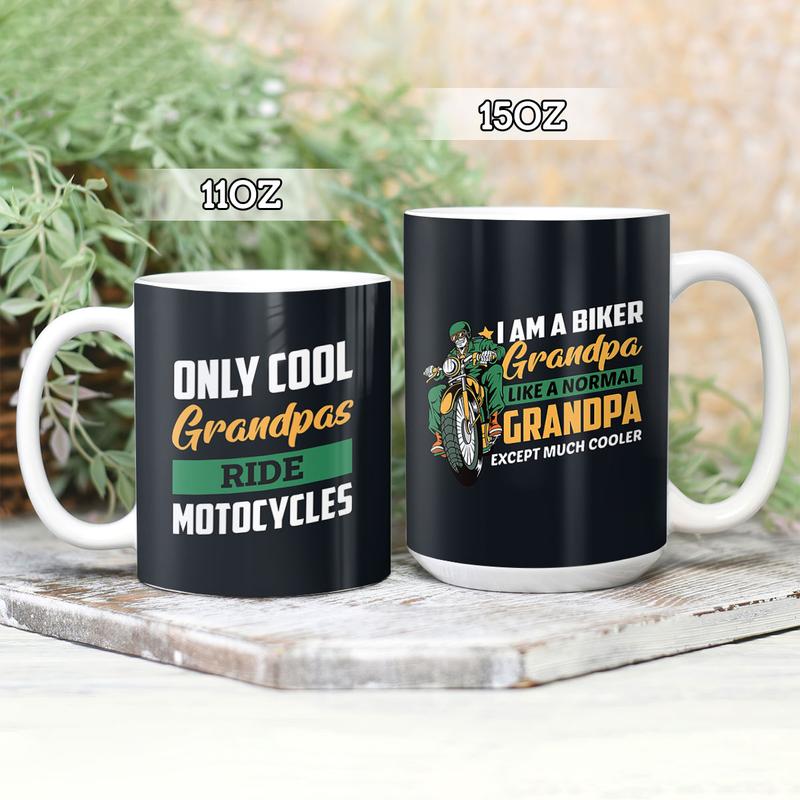 Personalized  I Am A Biker Grandpa Like A Normal Grandpa Except Much Cooler Funny Mug , Custom Grandpa Mug