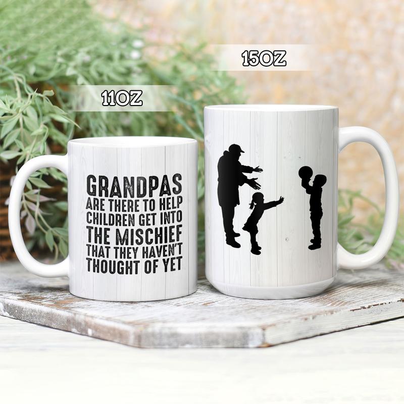 Personalized  Grandpas Are There To Help Children Get Into the Mischief  Mug , Custom Grandpa Sister Mug