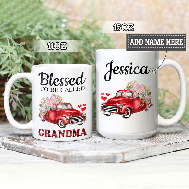 Personalized Blessed To Be Called Grandma Mug , Custom Grandma , Granddaughter Mug