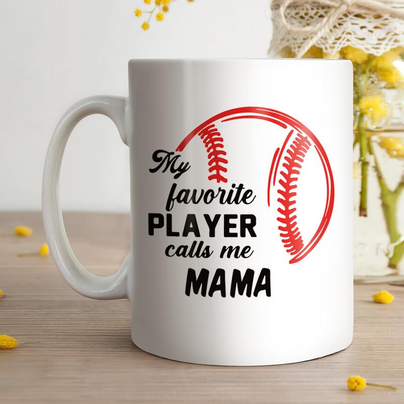 Personalized  Baseball Mom My Favorite Player Calls Me Mama  Mug , Custom Mom Mug