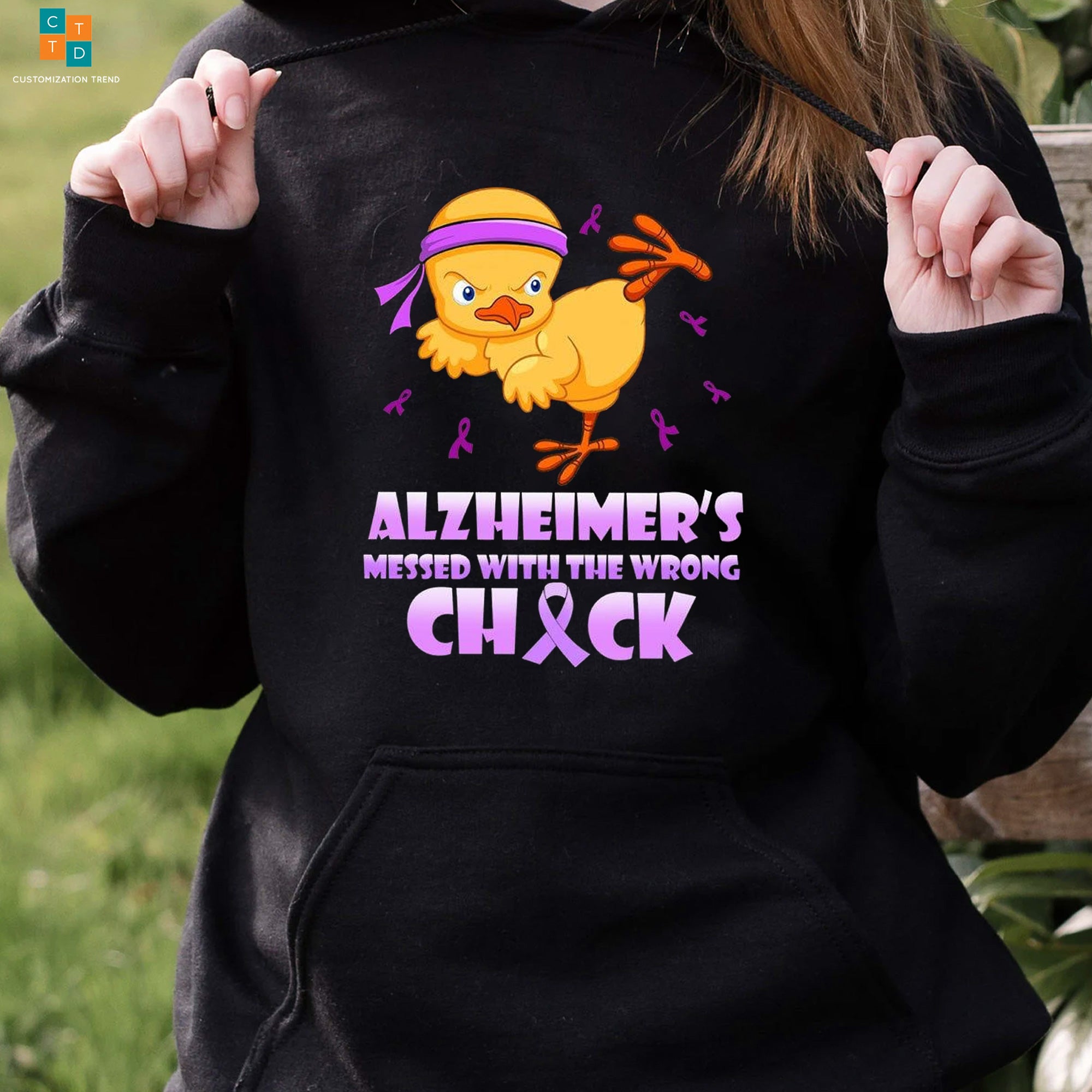 Alzheimer Messed With The Wrong Chick Alzheimer’s Awareness Hoodie, Shirt