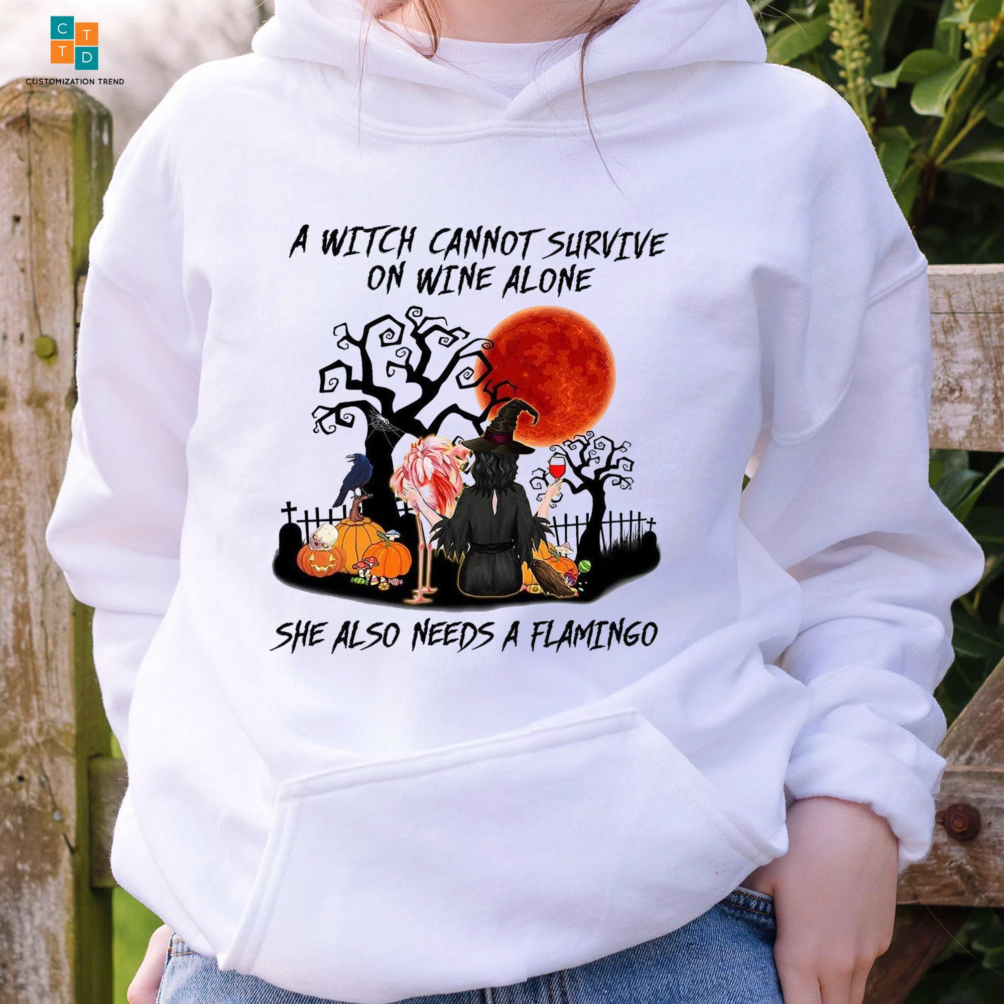 A Witch Cannot Survive On Wine Alone She Also Needs A Cat Hoodie, Shirt