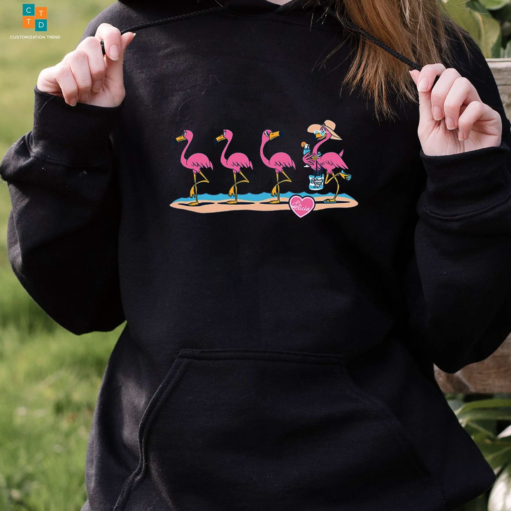 Beach Flamingo Hoodie, Shirt