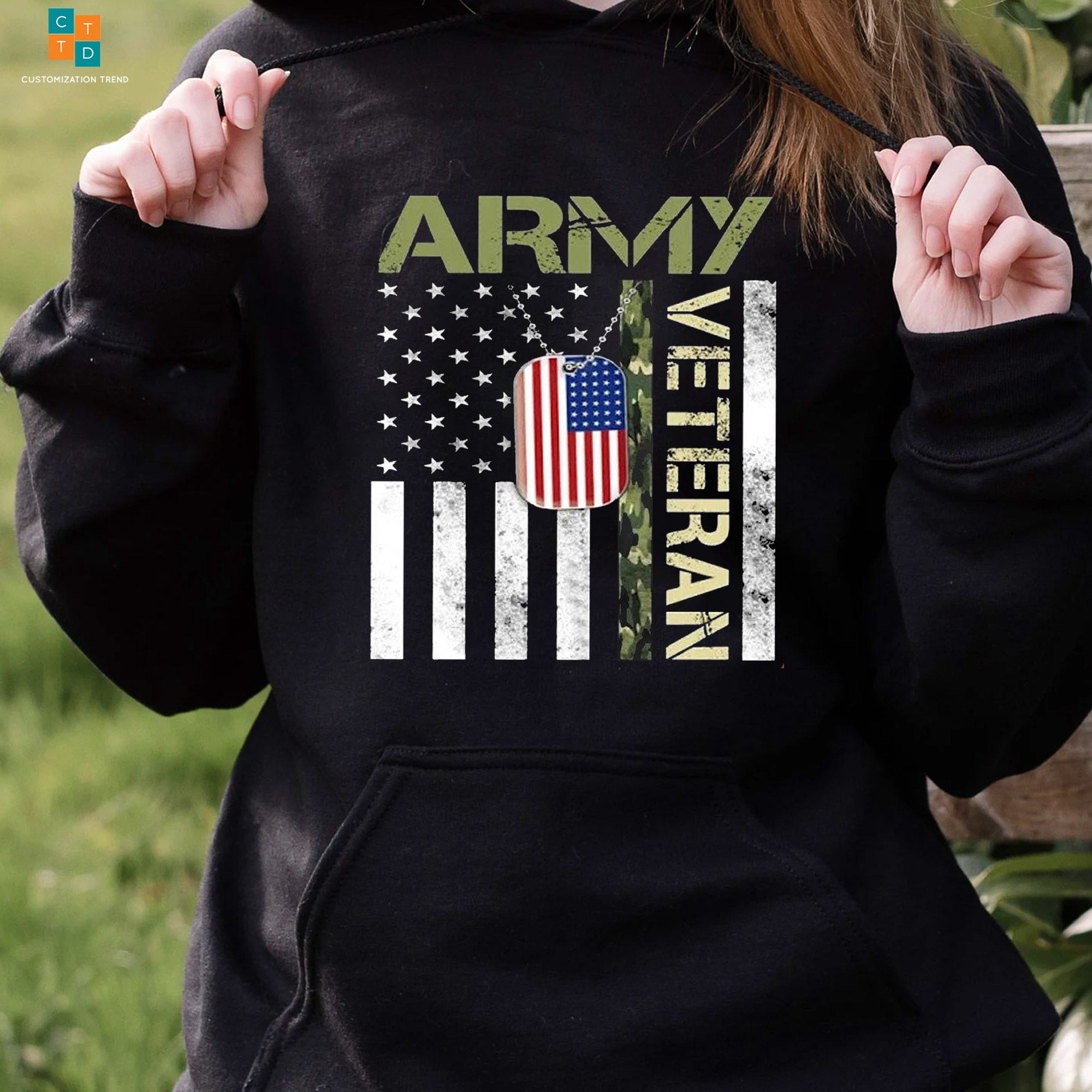 Army Alumni Veteran American Flag Hoodie, Shirt