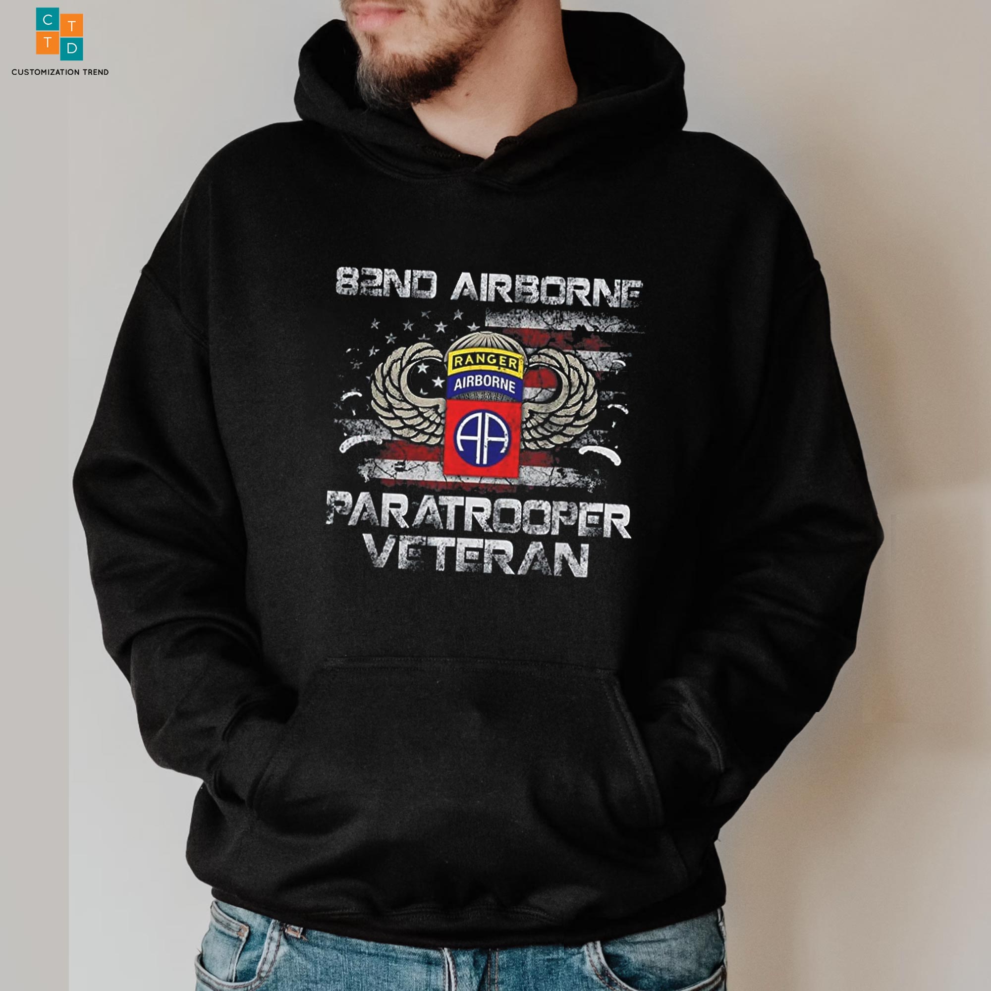 B2ND Airborne Paratrooper Veteran Hoodie, Shirt