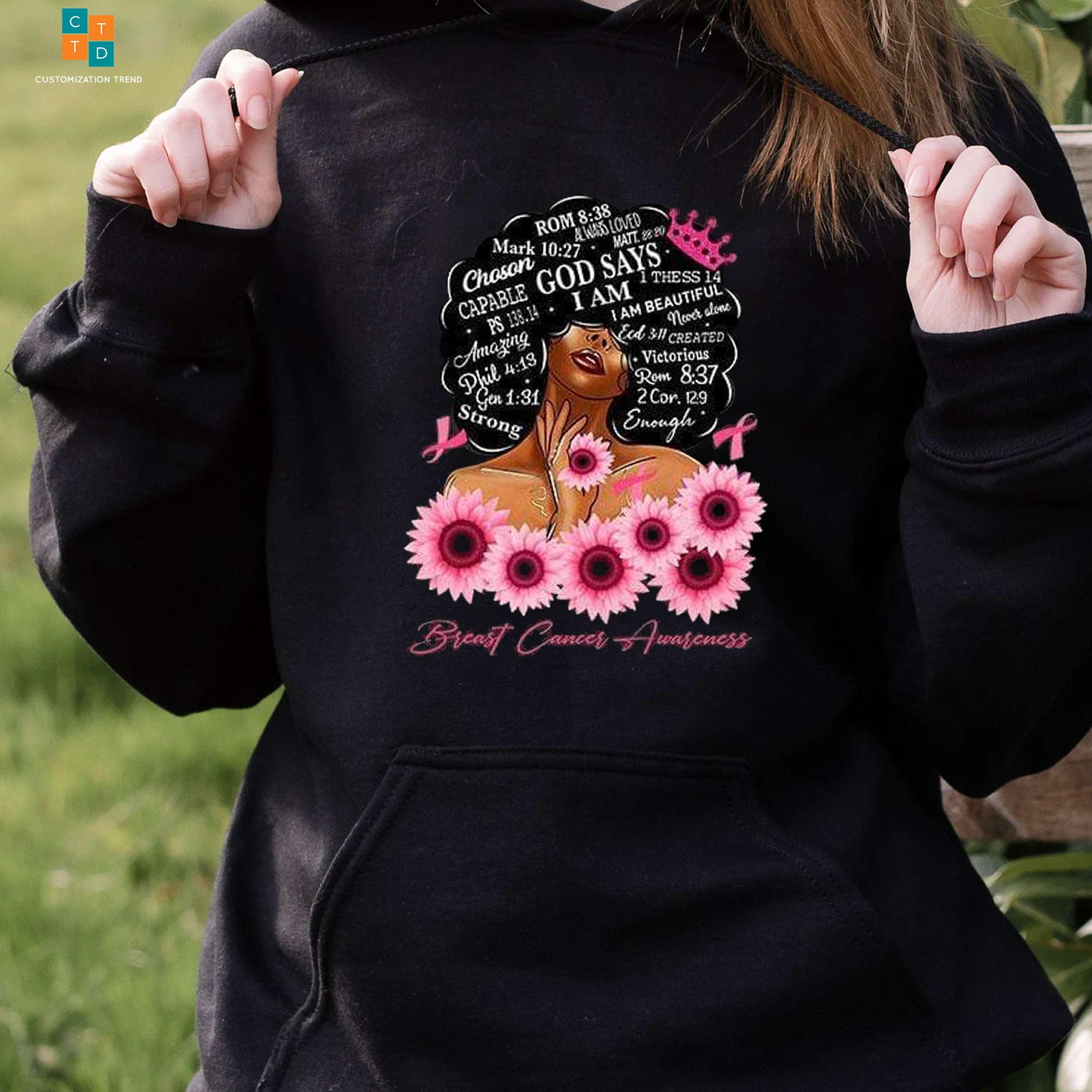 Black Woman Breast Cancer Hoodie, Shirt