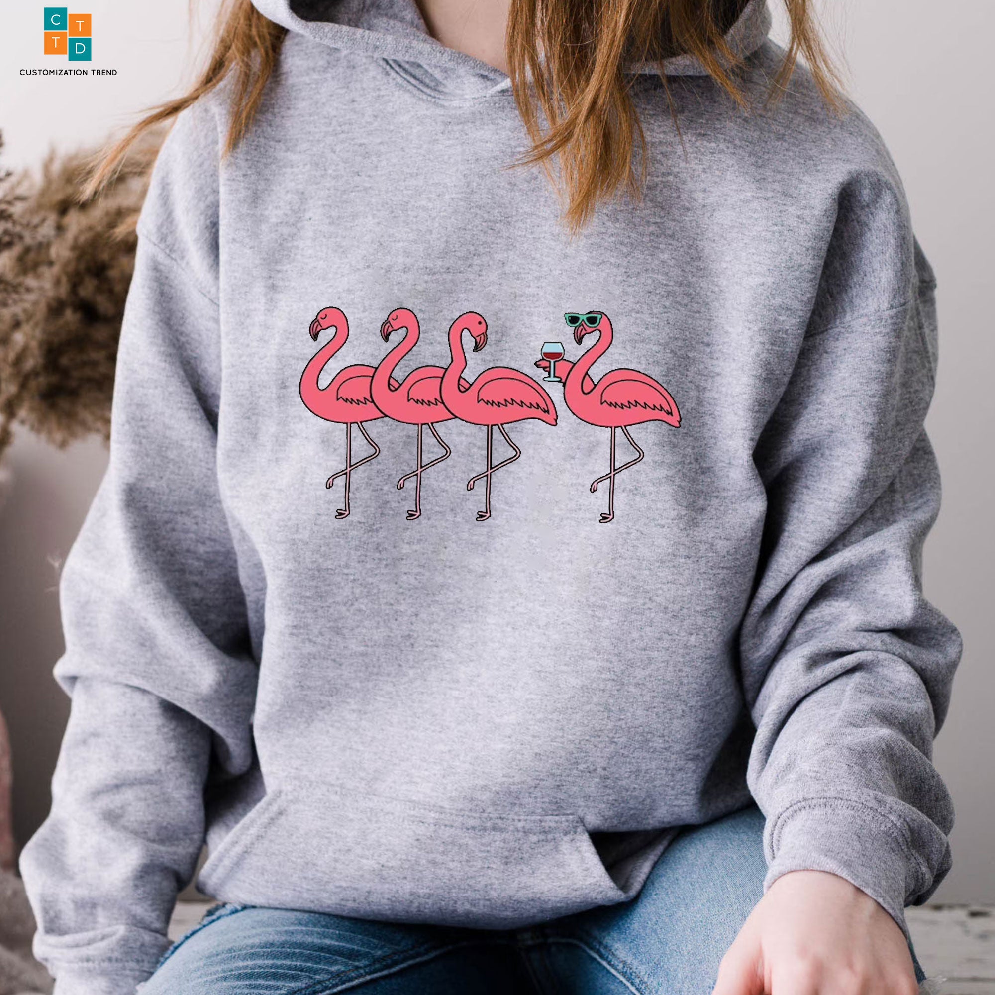 Flamingo And Book Hoodie, Shirt