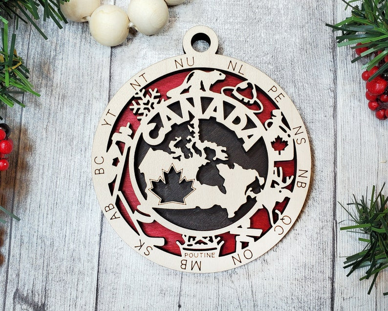Canada Ornament Two – Layer Circle Ornament, Country Ornaments