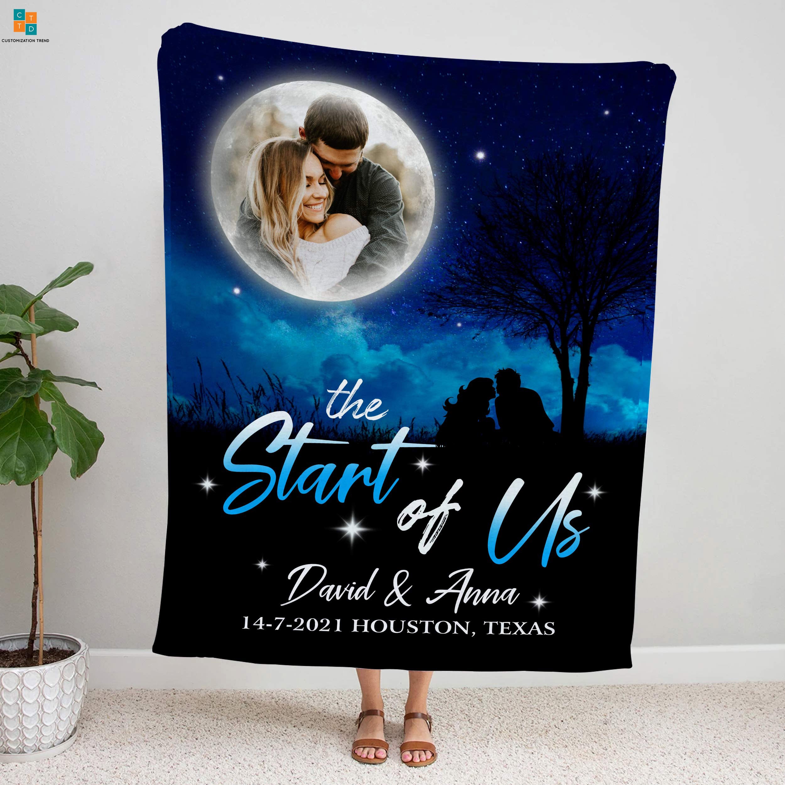 Personalized  My Moon The Star Of Us Blanket, Custom Couple, Lover Blanket