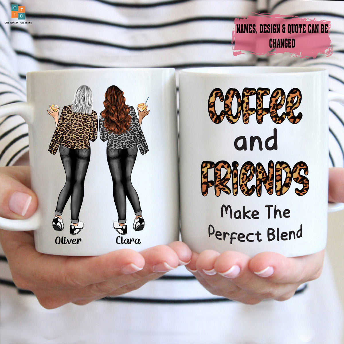 Personalized Coffee And Friends Make The Perfect Blend Mug, Custom Sisters Mug