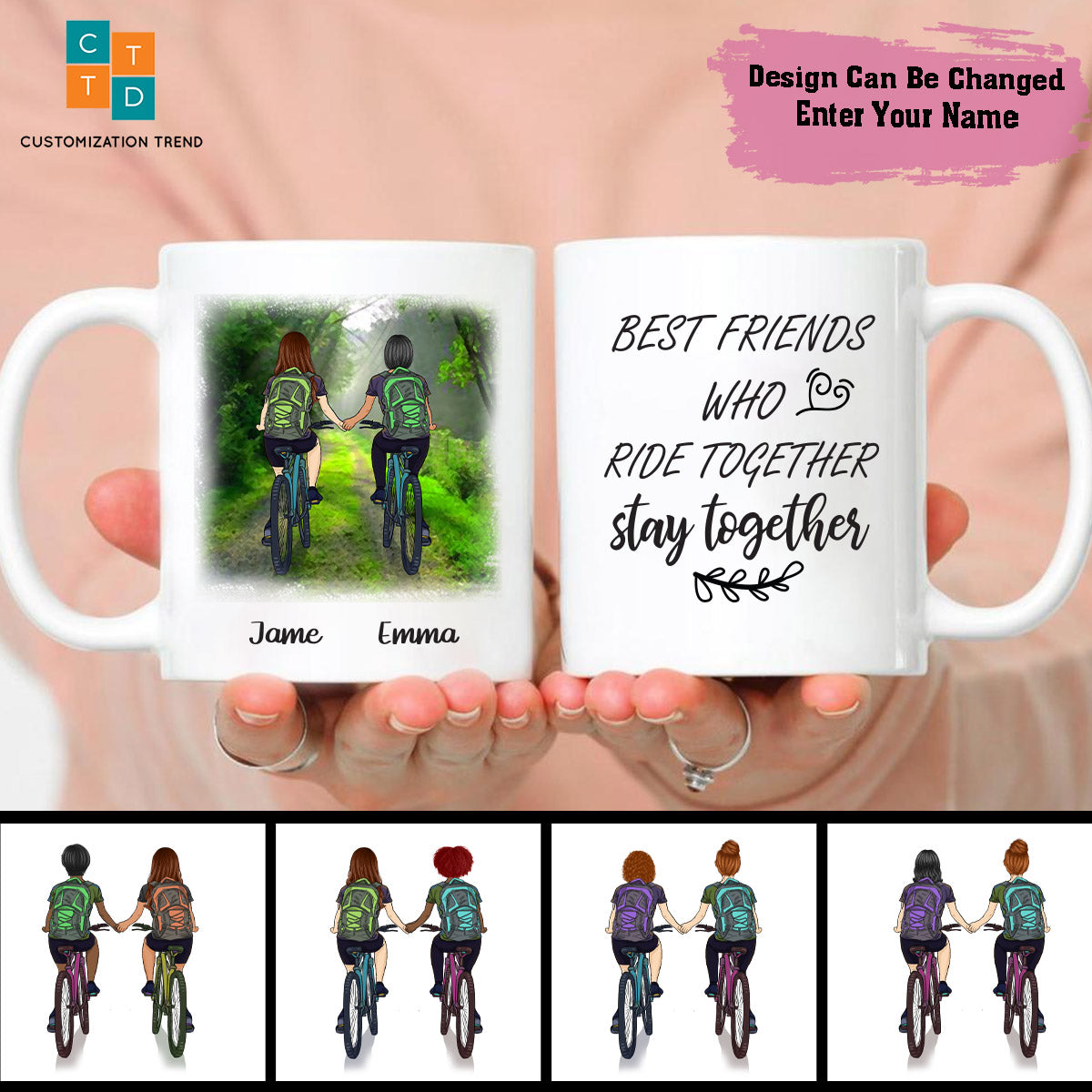 Personalized Best Friends Who Ride Together Stay Together Mug , Custom Friend Mug